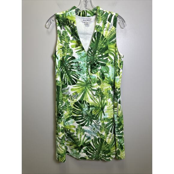 Tommy Bahama Dresses & Skirts - Tommy Bahama Linen Blend Dress S Green Tropical Print Beach Boho